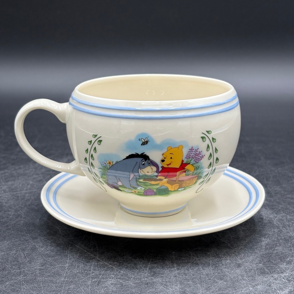 Lenox Pooh Pantry Tea Cup Saucer Set Cream Vtg Disney Eeyore